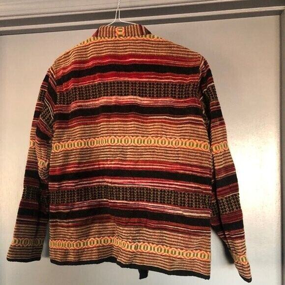 Vintage Flashback Aztec southwestern Tapestry Jacket Boho unique buttons Small - Picture 2 of 4